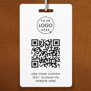 QR-code   Business Logo Professional Simple White Badge