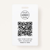 QR-code | Business Logo Professional Simple White Badge (Achterkant)