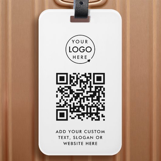 QR-code | Business Logo Professional Simple White Bagagelabel