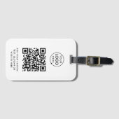 QR-code | Business Logo Professional Simple White Bagagelabel (Voorkant (horizontaal))