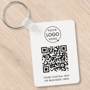 QR-code   Business Logo Professional Simple White Sleutelhanger