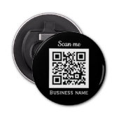QR Code Business Logo Professional Zwart Modern Button Flesopener (Voorkant)