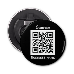 QR Code Business Logo Professional Zwart Modern Button Flesopener