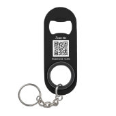 QR Code Business Logo Professional Zwart Modern Mini Flessenopener (Voorkant)