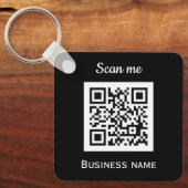 QR Code Business Logo Professional Zwart Modern Sleutelhanger (Voorkant)
