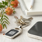 QR Code Business Logo Professional Zwart Sleutelhanger (Zijkant)