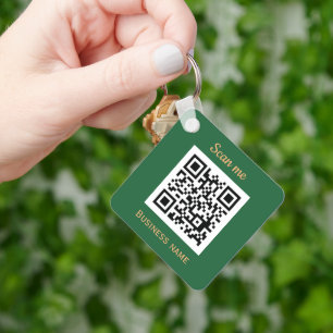 QR Code Business Logo Professioneel Groen Goud Sleutelhanger