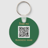 QR Code Business Logo Professioneel Groen Goud Sleutelhanger (Voorkant)
