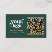 QR Code Business Logo Professioneel Modern Groen Visitekaartje (Voorkant)