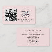 QR Code Business Logo Roze Blush Professional Visitekaartje (Voorkant / Achterkant)