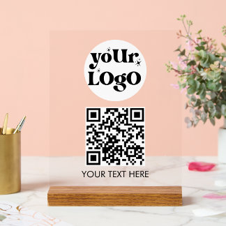 QR Code Business Logo Scan Me Acryl Bord