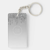 QR Code Business Logo Silver Glitter Drip Sleutelhanger (achterkant)