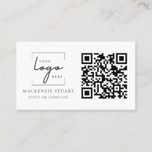 QR Code Business Logo Simple Minimal Professional Visitekaartje