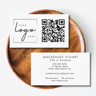 QR Code Business Logo Simple Modern Professional Visitekaartje