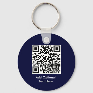 QR Code Business Logo Sleutelhanger   Navy Blue