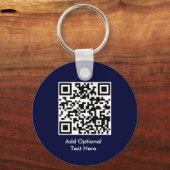 QR Code Business Logo Sleutelhanger | Navy Blue (Voorkant)