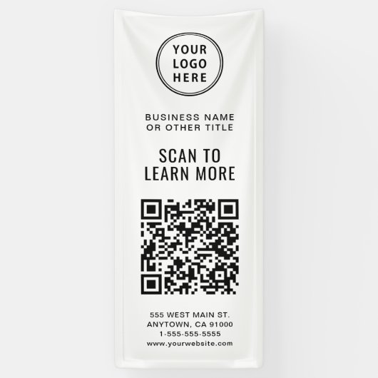 QR Code Business Logo Spandoek (Verticaal)
