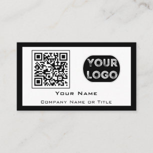 QR Code Business Logo White Black Minimalist Visitekaartje