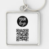 QR Code Business Logo White minimalist White Sleutelhanger (Voorkant)