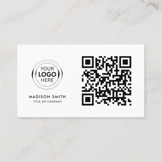 QR Code Business Logo | white Modern Professional Visitekaartje (Achterkant)