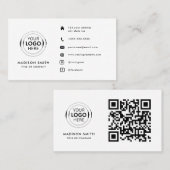QR Code Business Logo | white Modern Professional Visitekaartje (Voorkant / Achterkant)