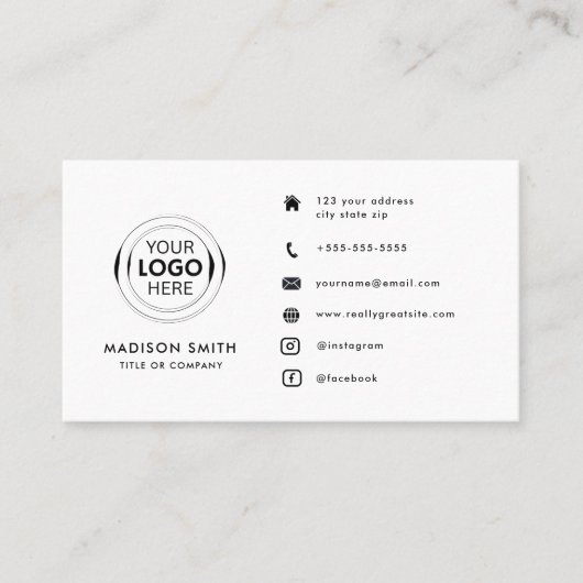 QR Code Business Logo | white Modern Professional Visitekaartje (Voorkant)
