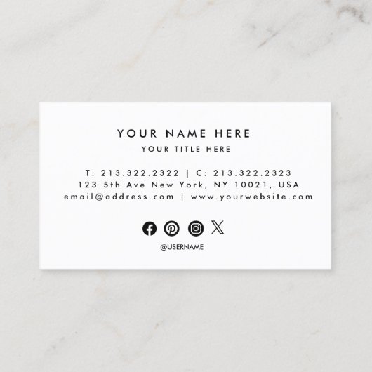 QR Code Business Logo | White Modern Professional Visitekaartje (Achterkant)