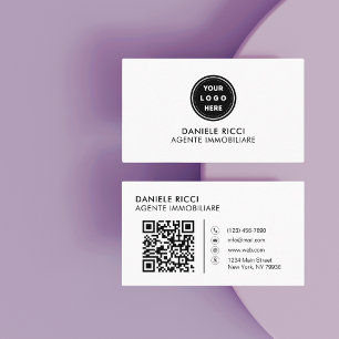 QR Code Business Logo White Modern Professional Visitekaartje