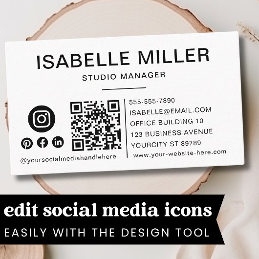 QR Code Business Logo White Modern Professional Visitekaartje