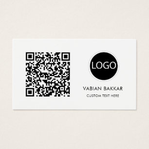 QR Code Business Logo Zwart Modern visitekaartje
