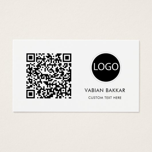 QR Code Business Logo Zwart Modern visitekaartje (Voorkant)