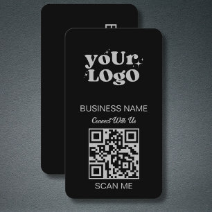 QR Code Business Logo   Zwart Zilver Modern Visitekaartje
