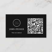 QR Code Business Logo | Zwarte moderne professiona Visitekaartje (Voorkant)