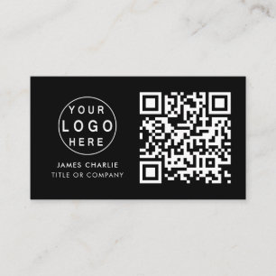 QR Code Business Logo Zwarte moderne professiona Visitekaartje