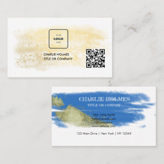 QR Code Business Logo | Zwarte moderne professiona Visitekaartje