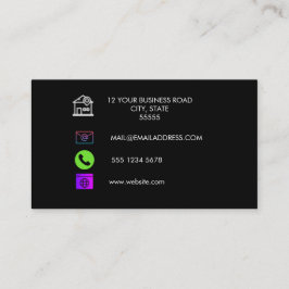 QR Code Business Logo | Zwarte moderne professiona Visitekaartje