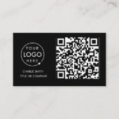 QR Code Business Logo | Zwarte moderne professiona Visitekaartje (Voorkant)