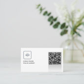 QR Code Business Logo | Zwarte moderne professiona Visitekaartje (Staand voorkant)