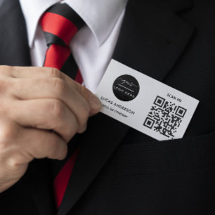 QR Code Business Logo   Zwarte moderne professiona Visitekaartje