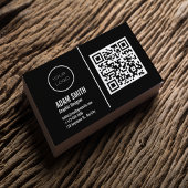 QR Code Business Logo | Zwarte moderne professiona Visitekaartje
