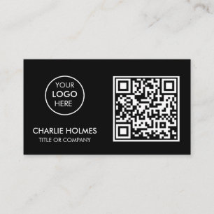 QR Code Business Logo Zwarte moderne professiona Visitekaartje