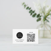 QR Code Business Logo | Zwarte moderne professiona Visitekaartje (Staand voorkant)