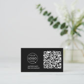 QR Code Business Logo | Zwarte moderne professiona Visitekaartje (Staand voorkant)