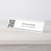 QR-code - Business Modern minimalistisch wit Bureau Naambordje (Voorkant)