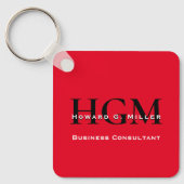 QR Code Business Monogram Logo Rood zwart wit Sleutelhanger (Voorkant)