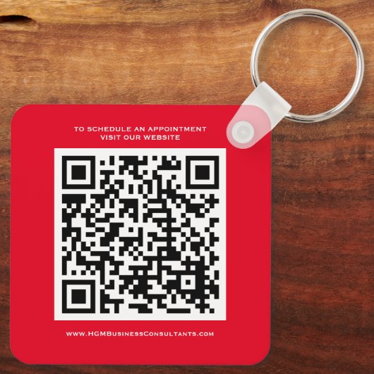 QR Code Business Monogram Logo Rood zwart wit Sleutelhanger (Achterkant)