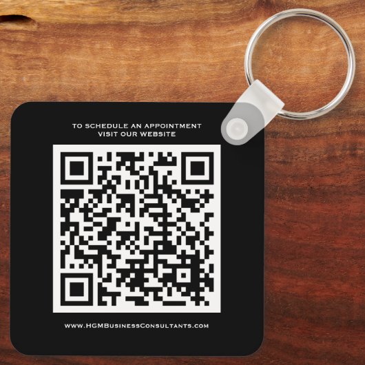 QR Code Business Monogram Logo zwart Rood wit Sleutelhanger (Achterkant)