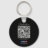 QR Code Business Professional Black White Cirkel K Sleutelhanger (Voorkant)