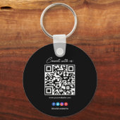 QR Code Business Professional Black White Cirkel K Sleutelhanger (Voorkant)
