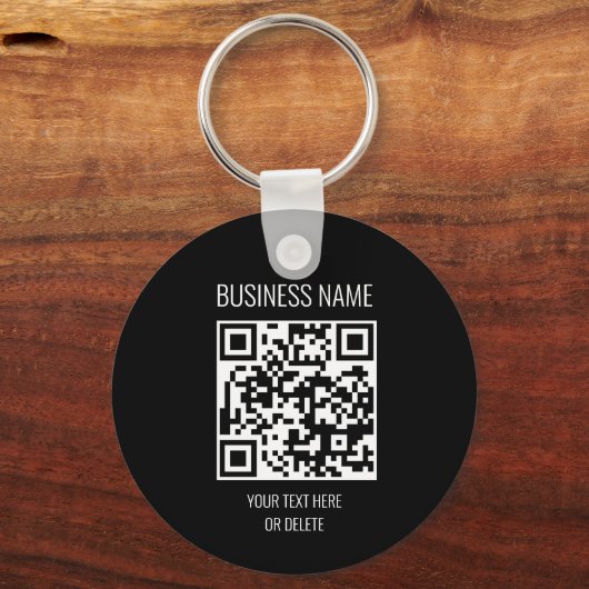 QR Code Business Professional Black White Cirkel Sleutelhanger (Voorkant)